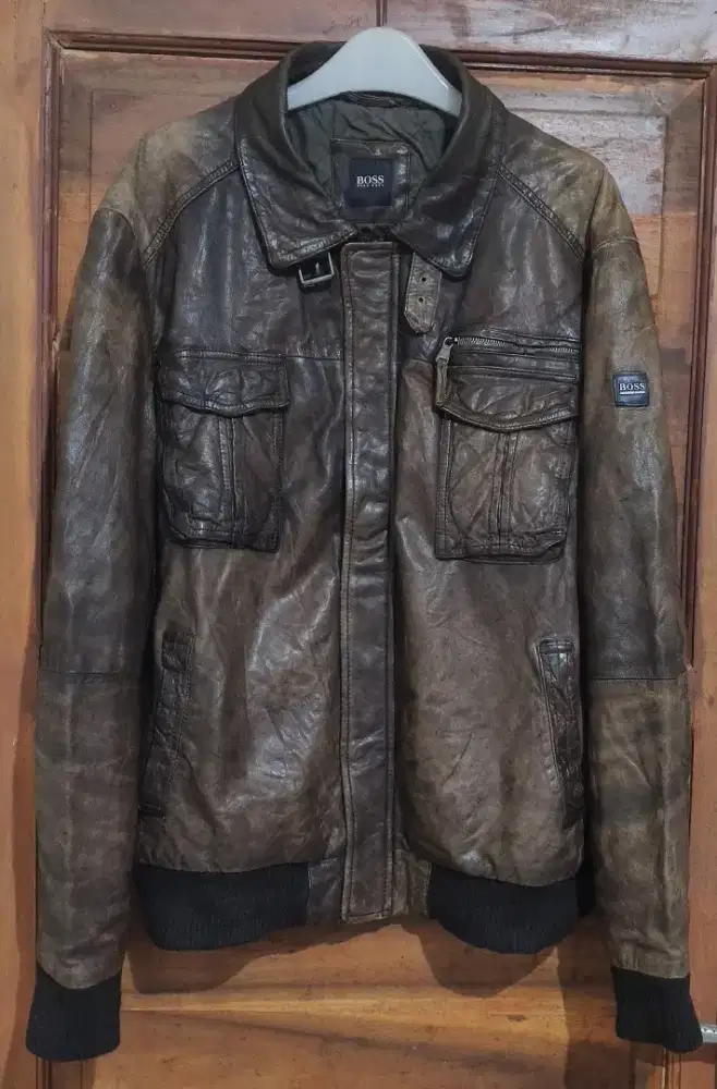 Jaket kulit pilot trucker Hugo Boss Aviator authentic