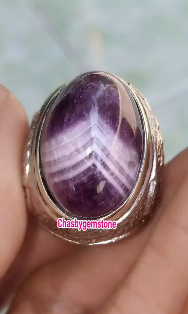 Natural Batu Kecubung serat junder-Cincin batu kecubung serat junder