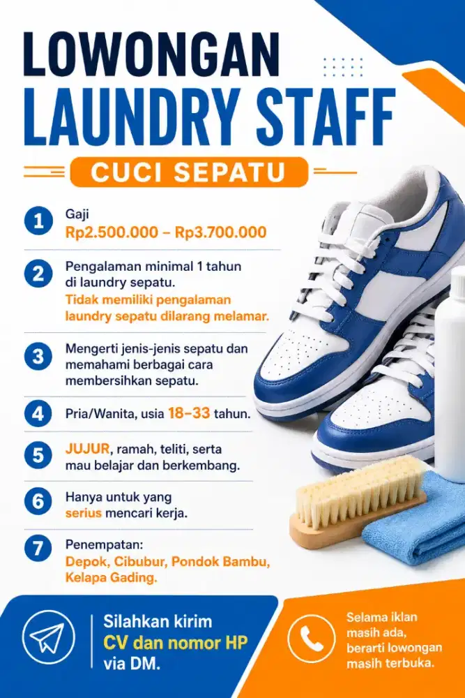 Lowongan Staff Cuci Sepatu
