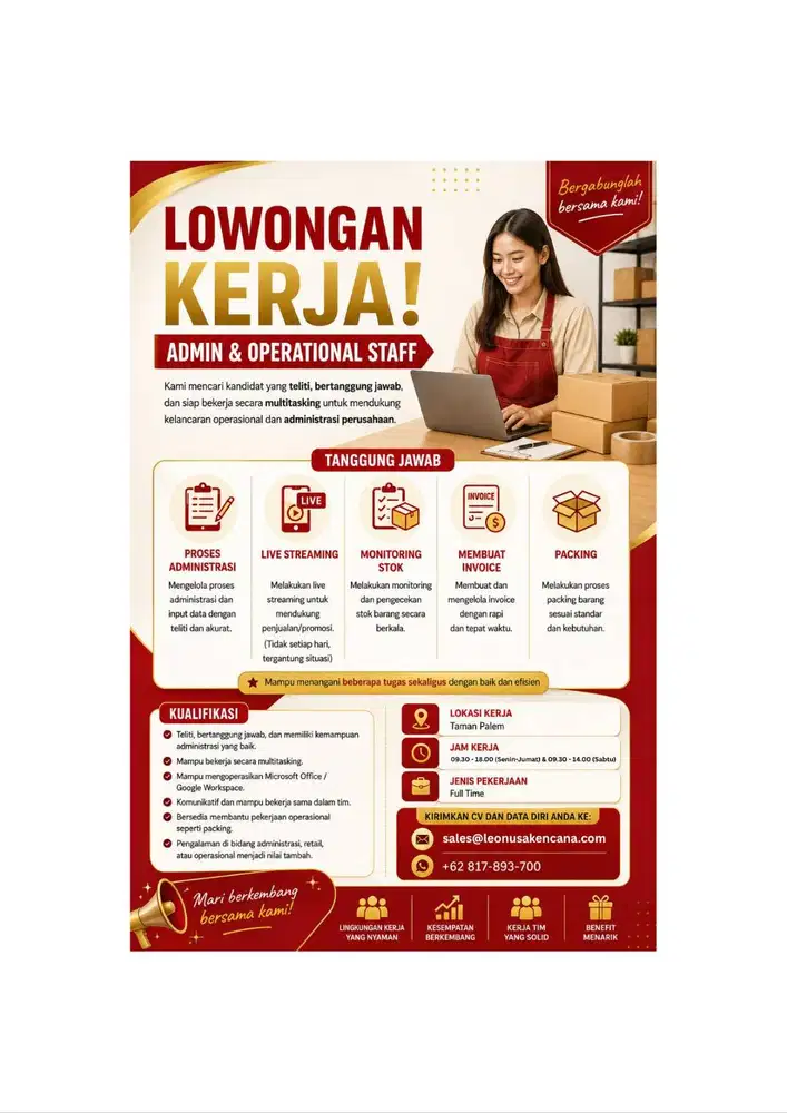 Dibutuhkan Staff Admin & Support