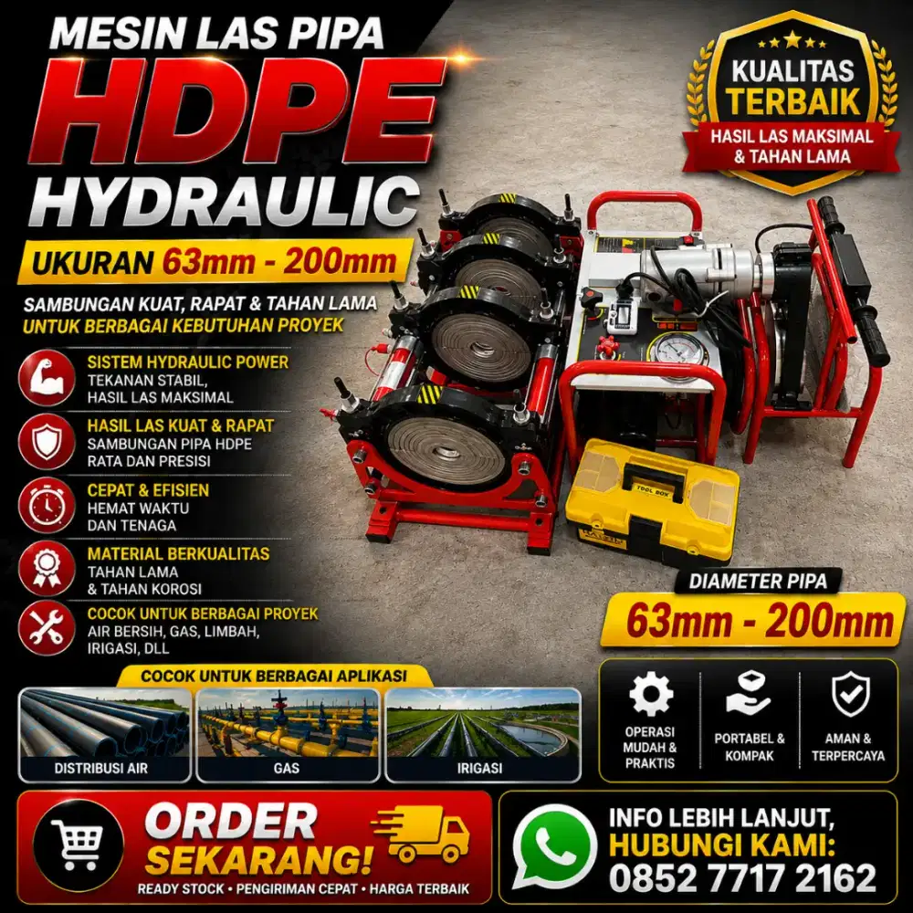 Mesin Las Penyambung Pipa HDPE 200 Hydraulic