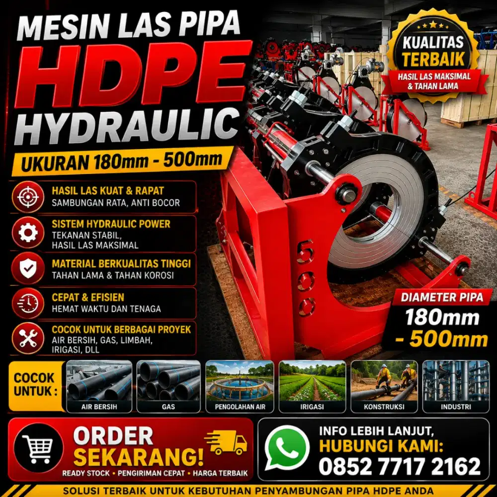 Mesin Las Penyambung Pipa HDPE 500 Hydraulic