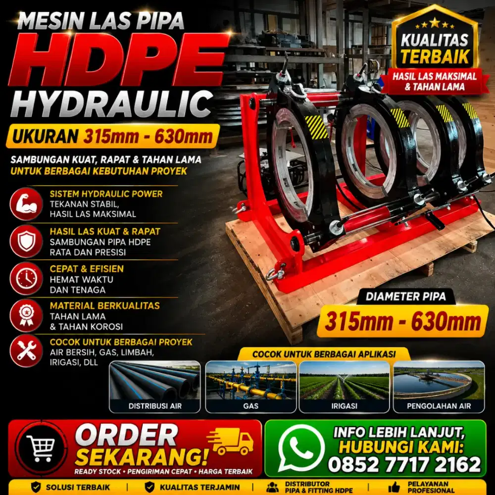 Mesin Las Penyambung Pipa HDPE 630 Hydraulic