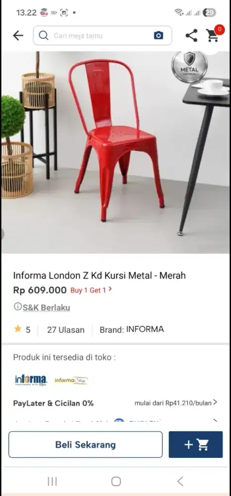 Jual kursi besi metal tebal