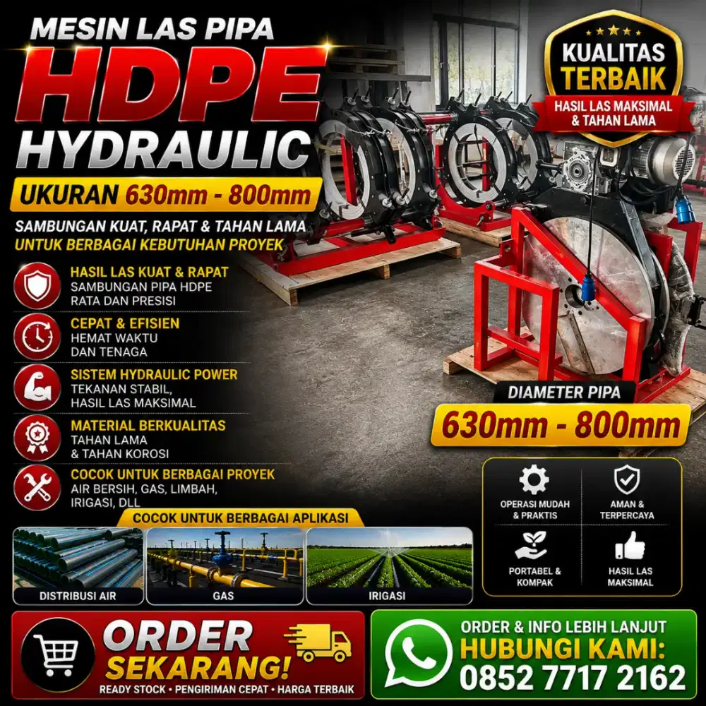 Mesin Las Penyambung Pipa HDPE 800 Hydraulic