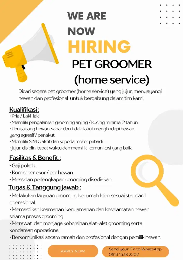 LOWKER PET GROOMER PRIA (HOME SERVICE)