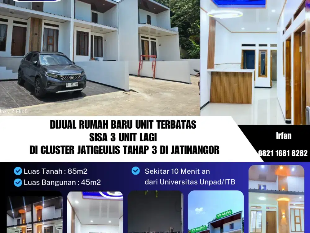 Dijual Rumah Baru Unit Terbatas
Sisa 3 Unit Lagi Di Cluster Jatigeulis Tahap 3 Di Jatinangor