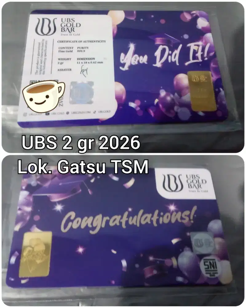 Logam Mulia Emas Batangan UBS Seri Congratulations 2 gr (Bukan Antam)