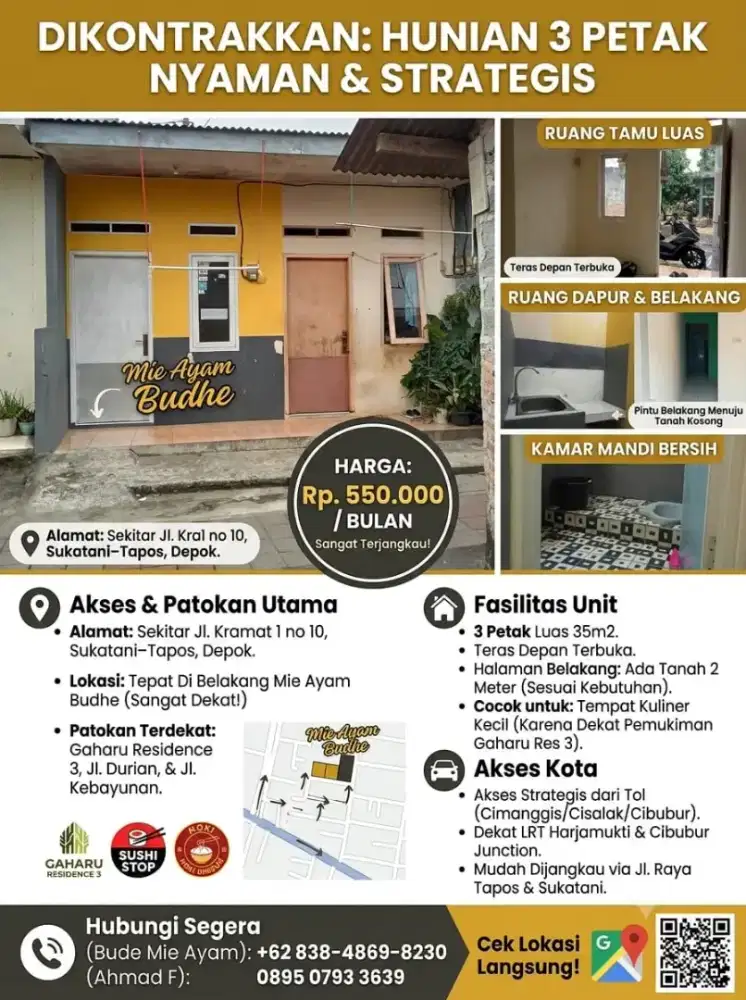 DI KONTRAKAN 3 PETAK KONTRAKAN DI SUKATANI TAPOS DEPOK