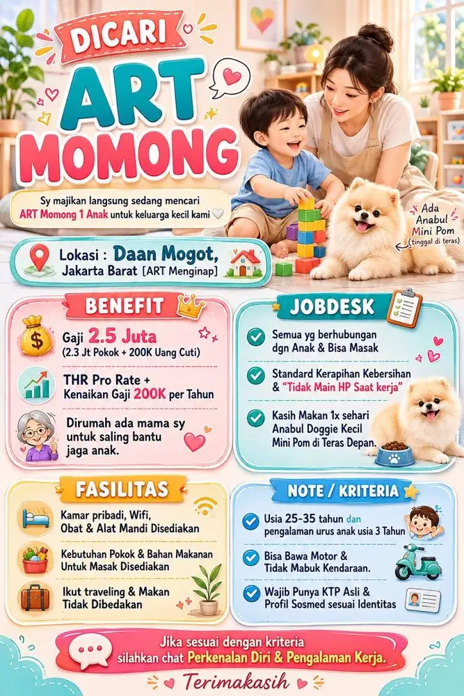 Loker ART Momong [Menginap]