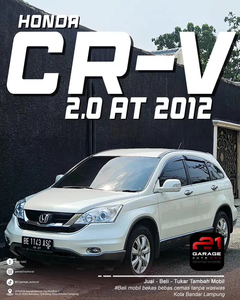 Honda crv 2012 Cc 2.0 metik rer putih warna sulit di cari km 80 ribu