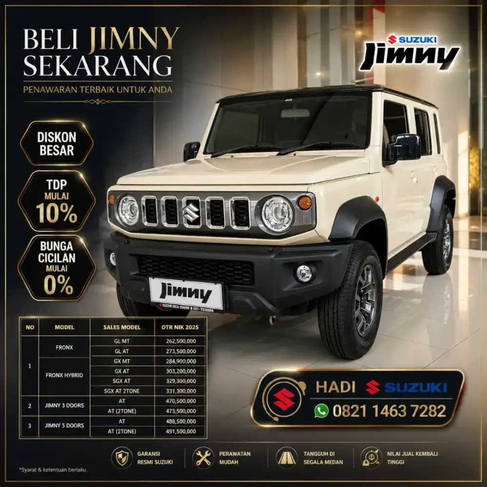 Suzuki jimny 5 pintu at mt ready stock kredit cash mobil baru 2026