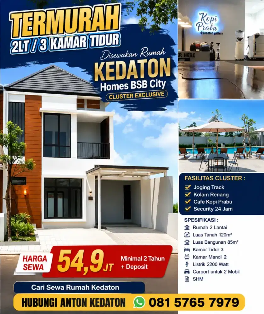 TERMURAH Sewa 3KT/2LT kedaton bsb hilago beranda bali miles ivy park