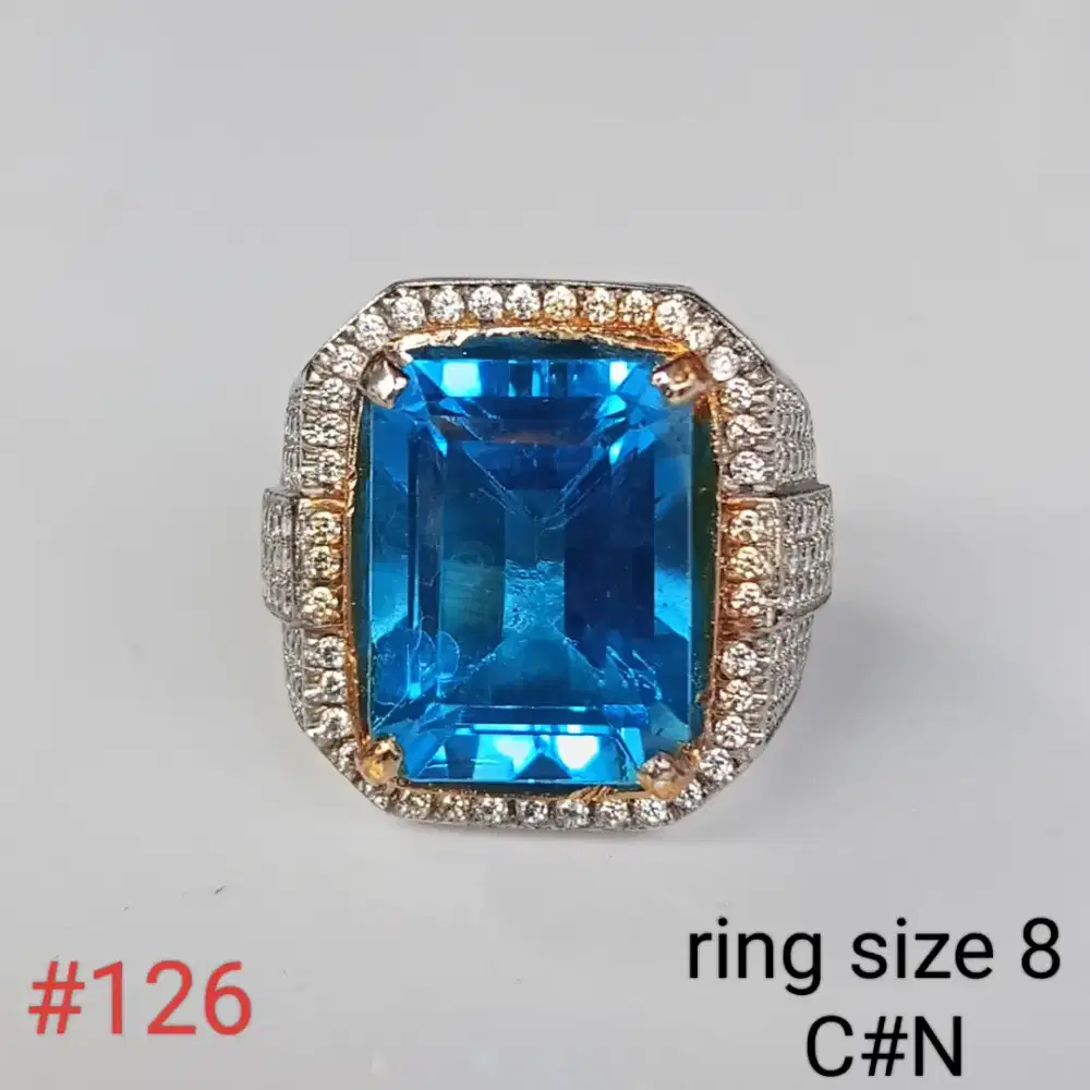 Batu permata natural blue topaz Swiss, gem id card IGS