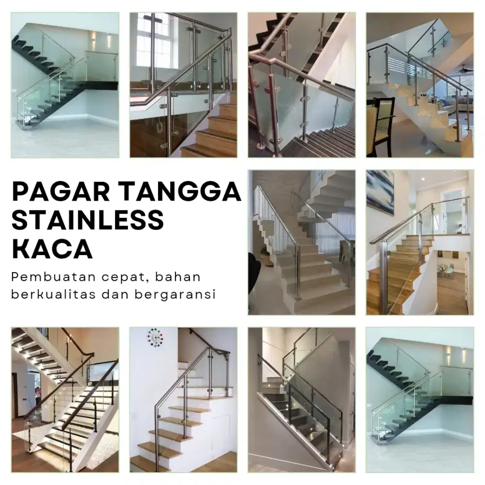 Pagar tangga stainless kaca