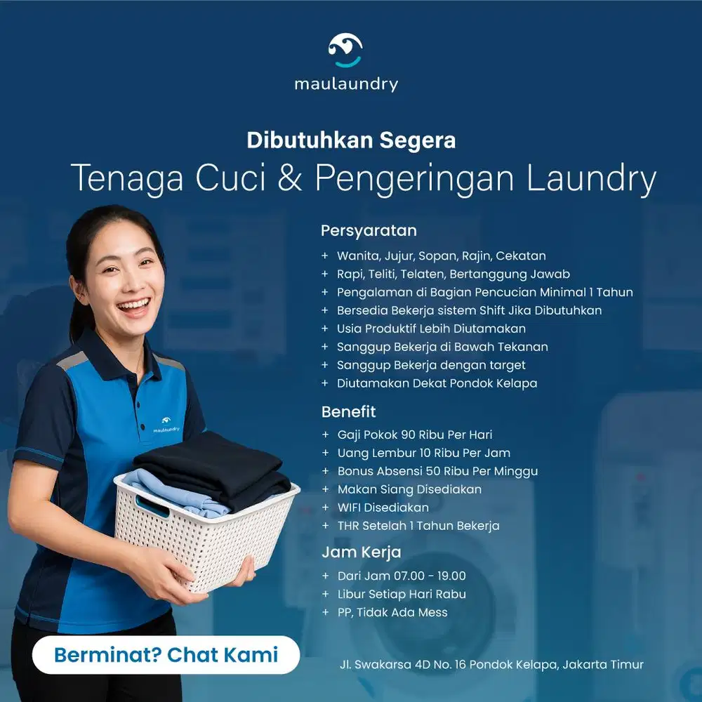Lowongan Kerja (Loker) Laundry Bagian Cuci