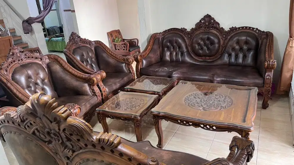 2 Set Meja Tamu Jati Asli