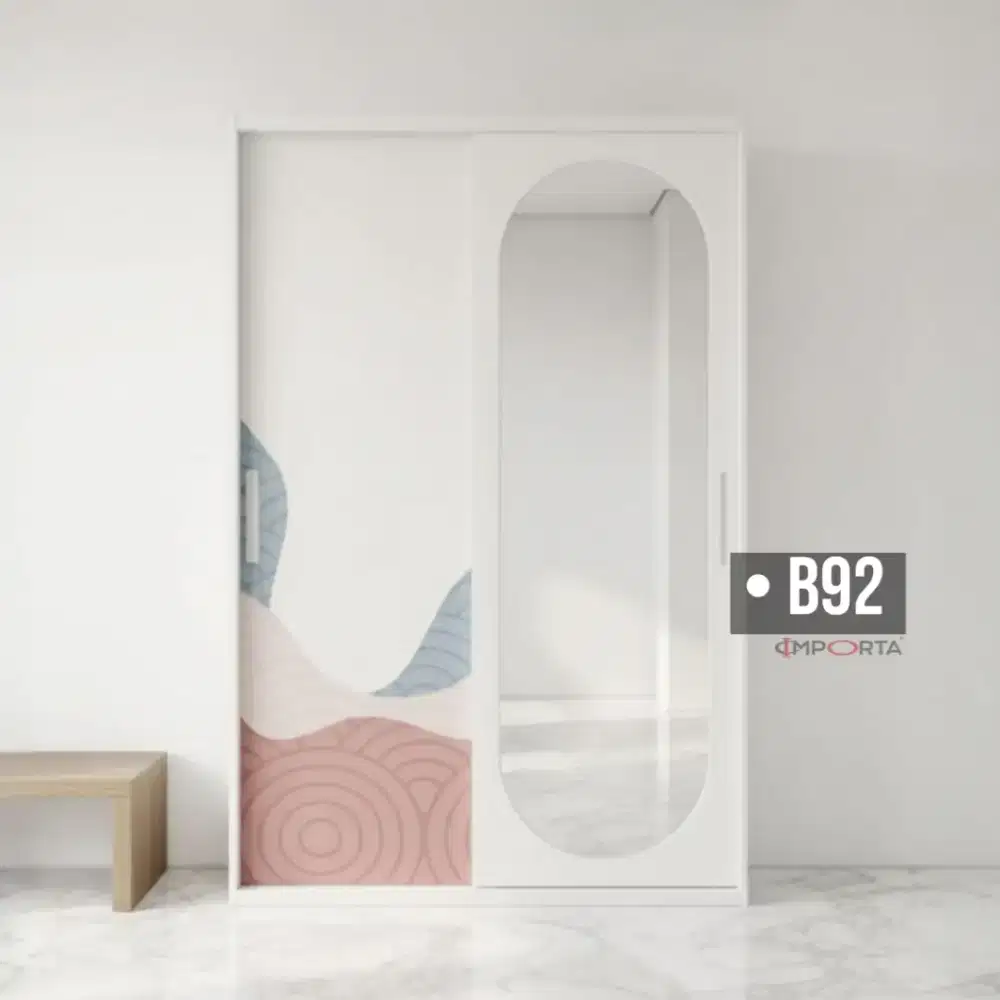 Lemari Pakaian Besi Pintu Sliding 2 Pintu Importa OKELO B92
