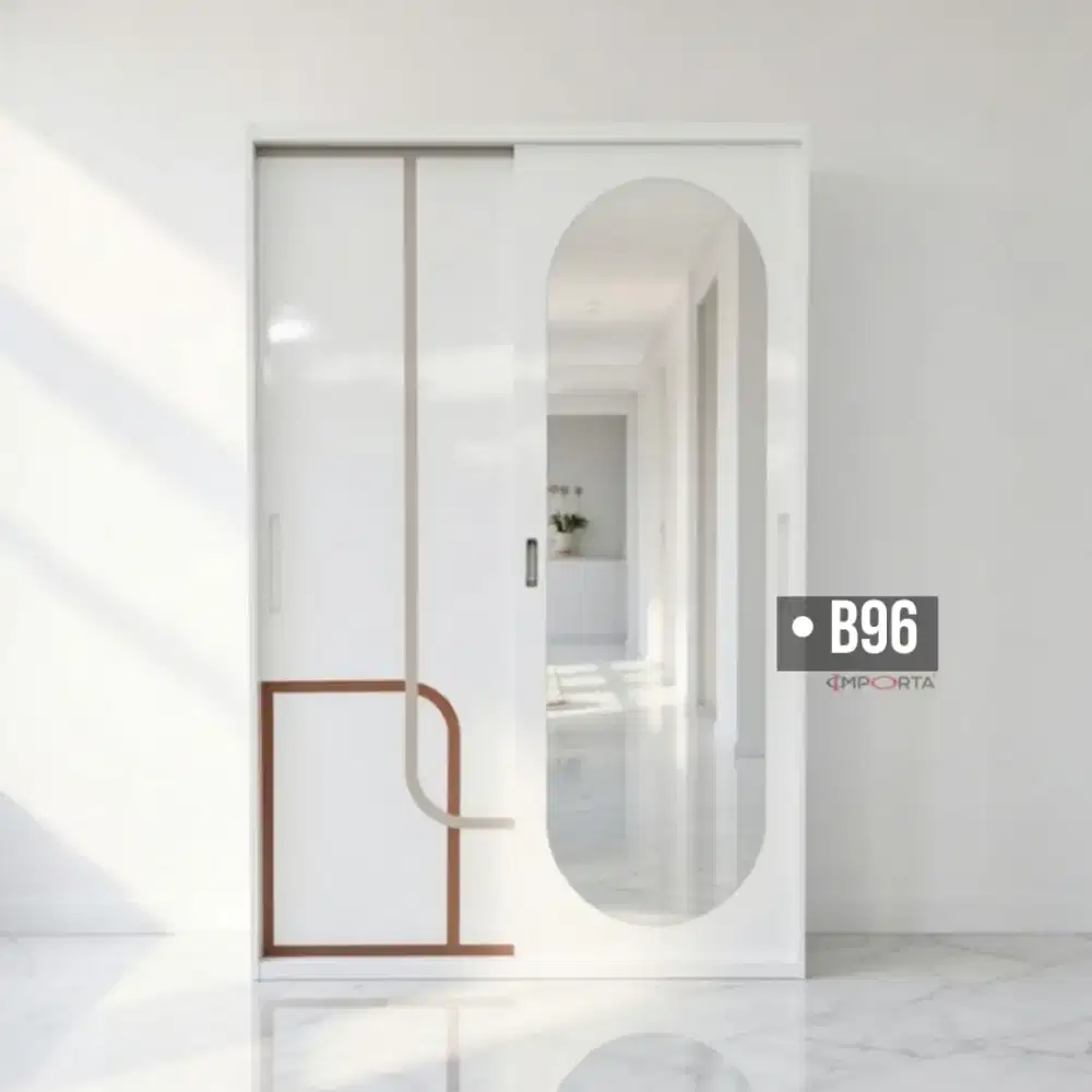 Lemari Pakaian Besi Pintu Sliding 2 Pintu Importa OKELO B96