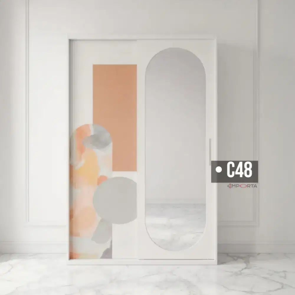 Lemari Pakaian Besi Pintu Sliding 2 Pintu Importa OKELO C48