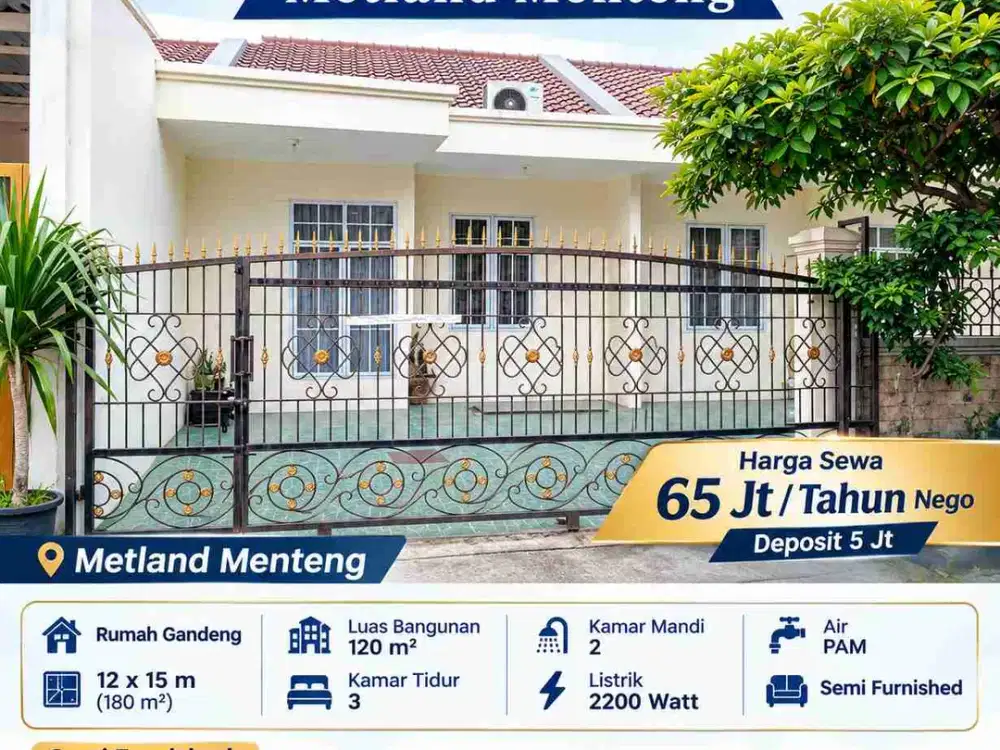 Rumah Gandeng Metland Menteng sewa cepat 4AC semi Furnished Cakung Jakarta Timur