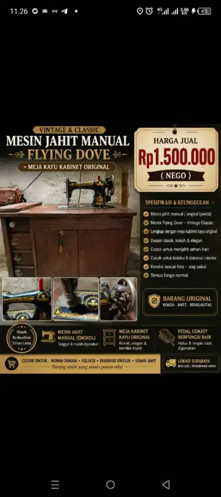 jual mesin jahit merk Frying Dove