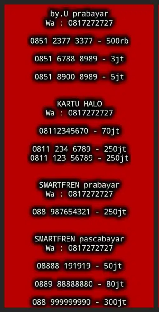 NOMOR CANTIK KOLEKSI by.U || KARTU HALO || SMARTFREN