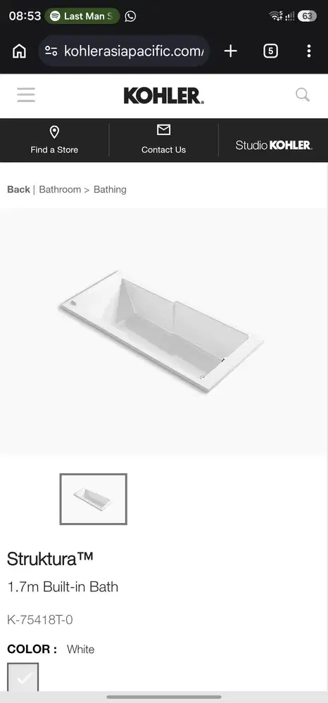 Bathtub Kohler Baru Gres
