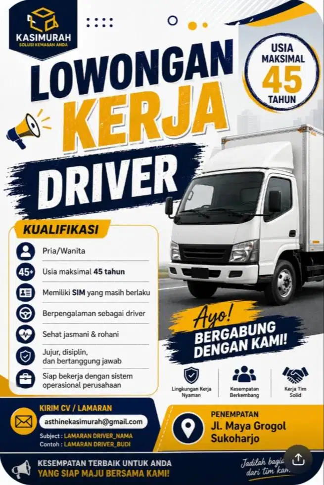 Lowongan driver Engkel/CDD
