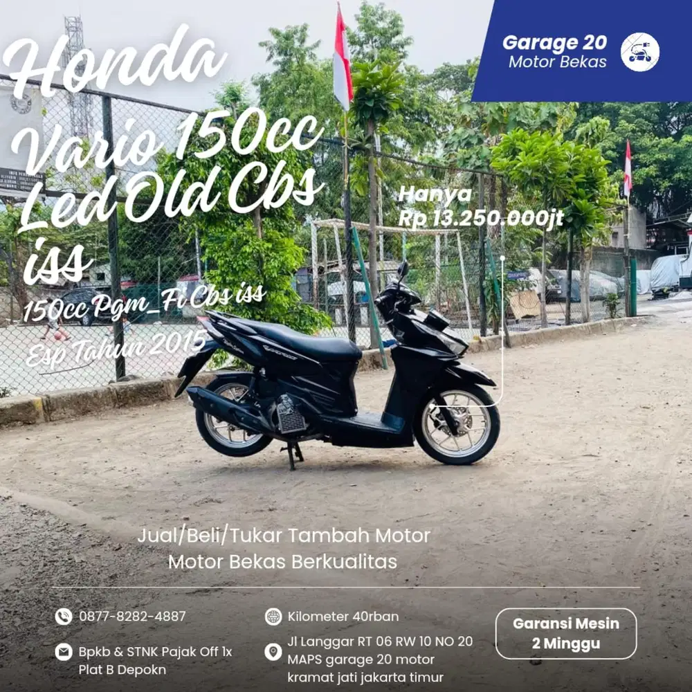 Honda Vario 150cc LED Old CBS ISS Esp Fi Tahun 2015 Pajak Off