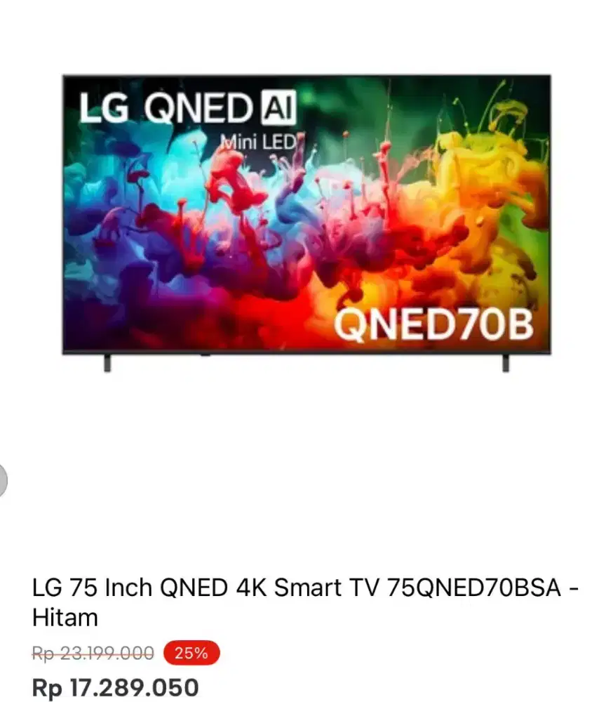 LG 75 INCH QNED 4K SMART TV 75QNED70BSA