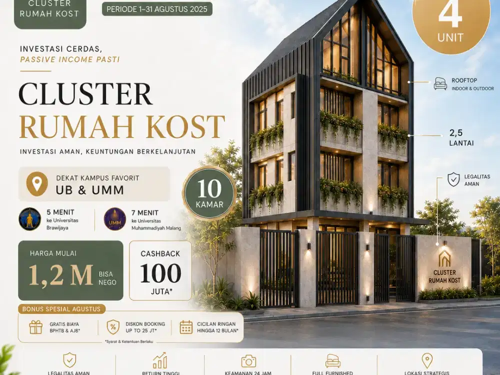 Rumah Kost Dekat Kampus | Full Furnished + Cashback 100 Juta!