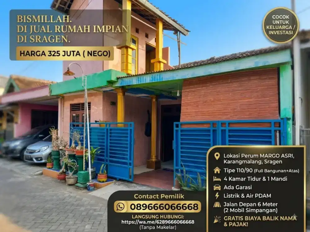 RUMAH MARGO ASRI SRAGEN LANGSUNG PEMILIK