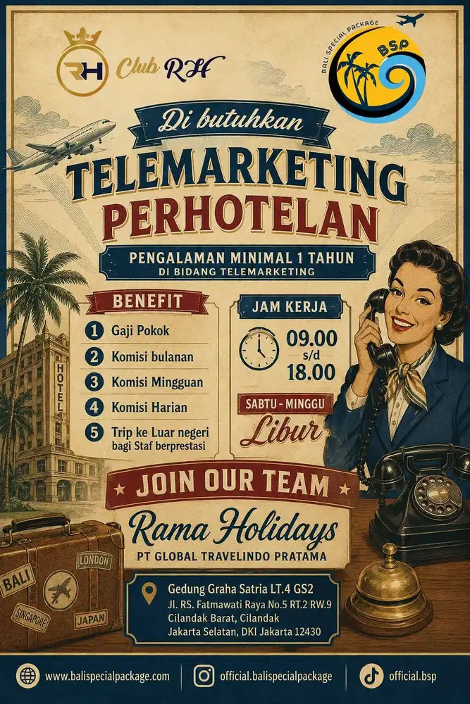 Dibutuhkan Telemarketing Perhotelan