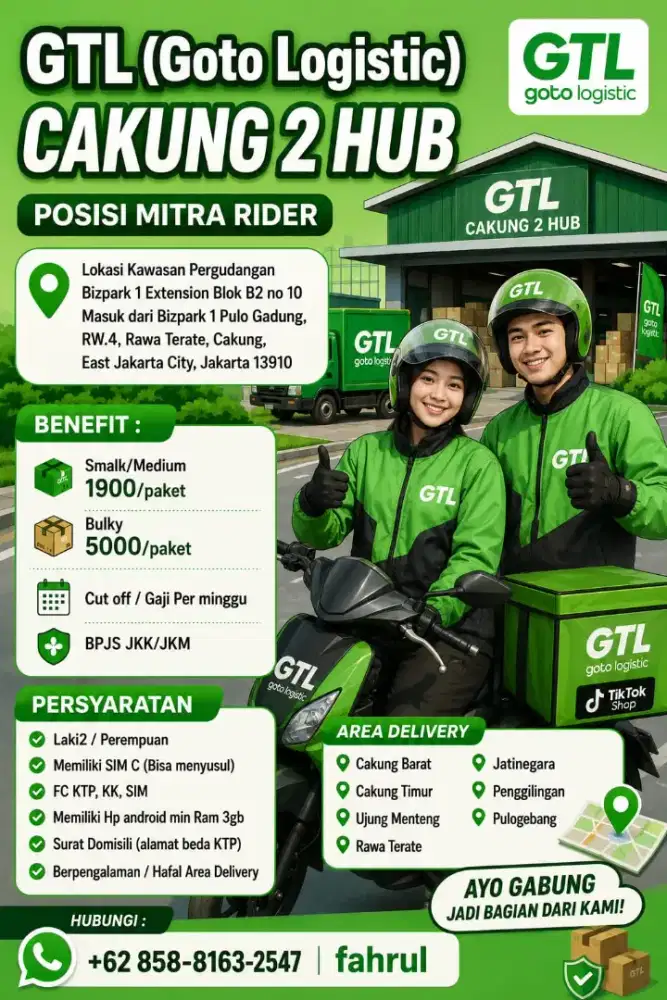 LOWONGAN KERJA KURIR MOTOR DIBUTUHKAN SECEPAT NYA!