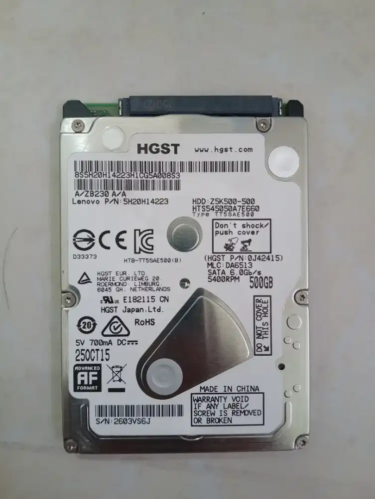 HDD Laptop 500GB HGST (copotan dari laptop baru)
