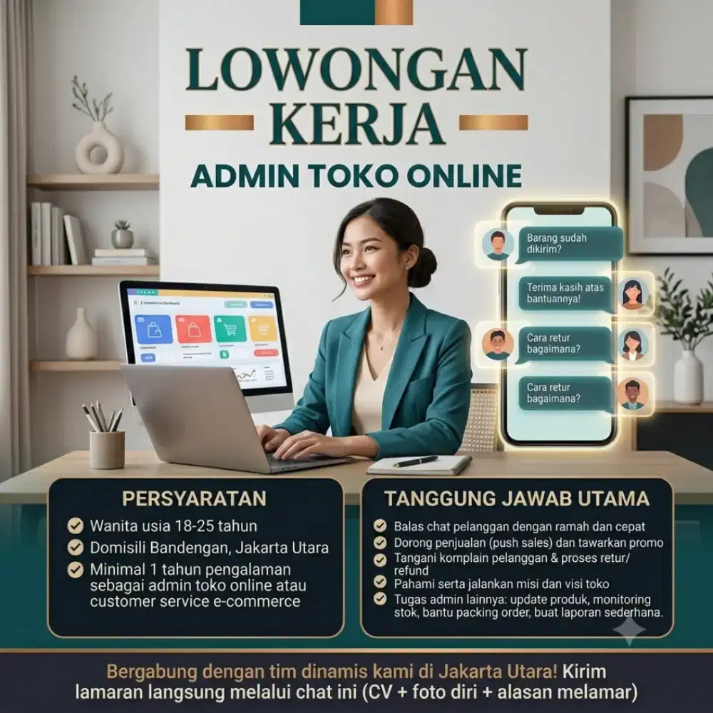 LOWONGAN ADMIN TOKO ONLINE Wanita