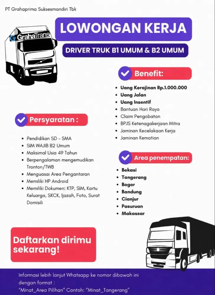 DRIVER TRUK B1 UMUM DAN B2 UMUM