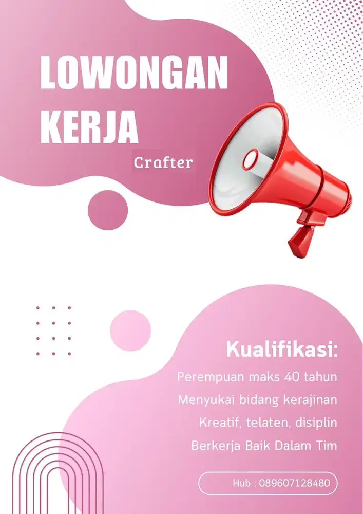 Lowongan kerja crafting bikin tali tali dan lainya