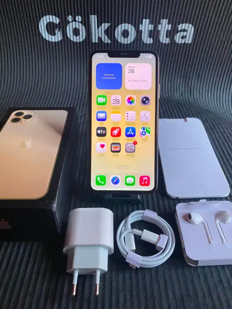 Iphone 11 pro max  256gb gold inter all operator fulset mulus no minus