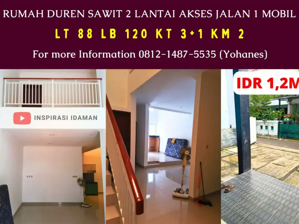 Rumah Duren Sawit 2 Lantai Akses Jalan 1 Mobil
