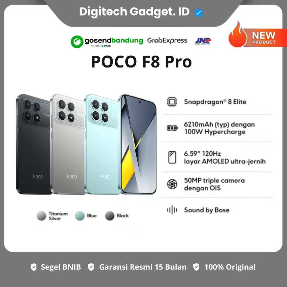 POCO F8 Pro 12/512GB Snapdragon 8 Elite AMOLED 120Hz 100W Garansi 15bl