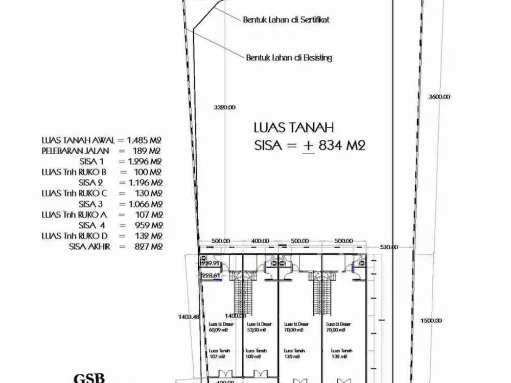 Dijual murah tanah di pinggir jl margonda lt 829M², harga jauh dibawah NJOP, cocok untuk kos kosan