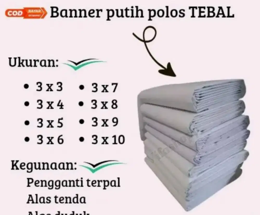Spanduk putih polos lebar 3m x panjang 5m big size