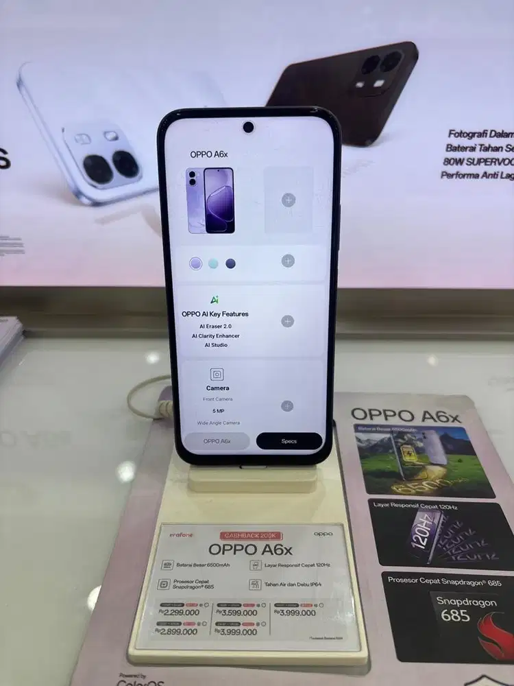 OPPO a6x 8/128gb cashback 300rb cicilan pakai ktp aja, garansi resmi