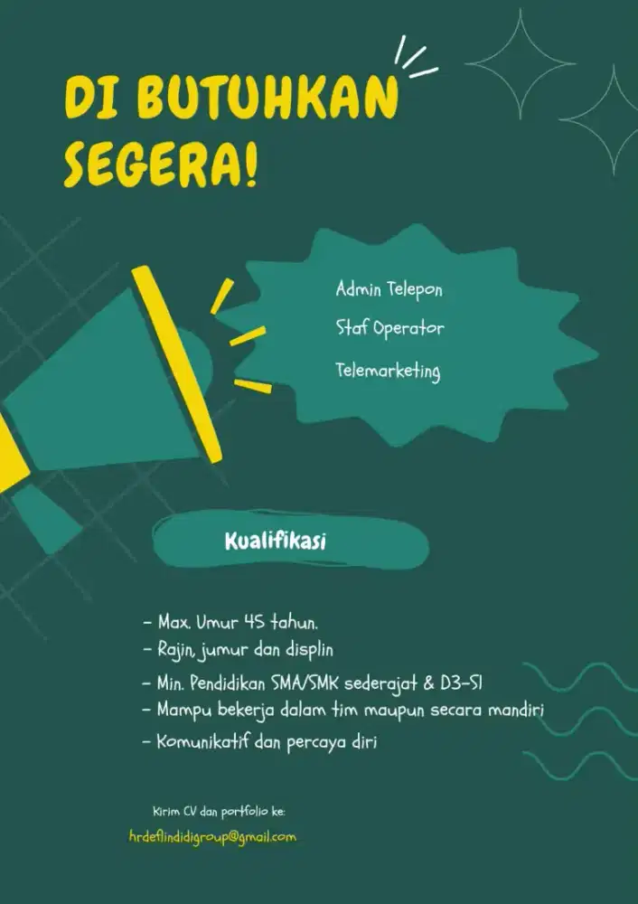 Di butuhkan Segera