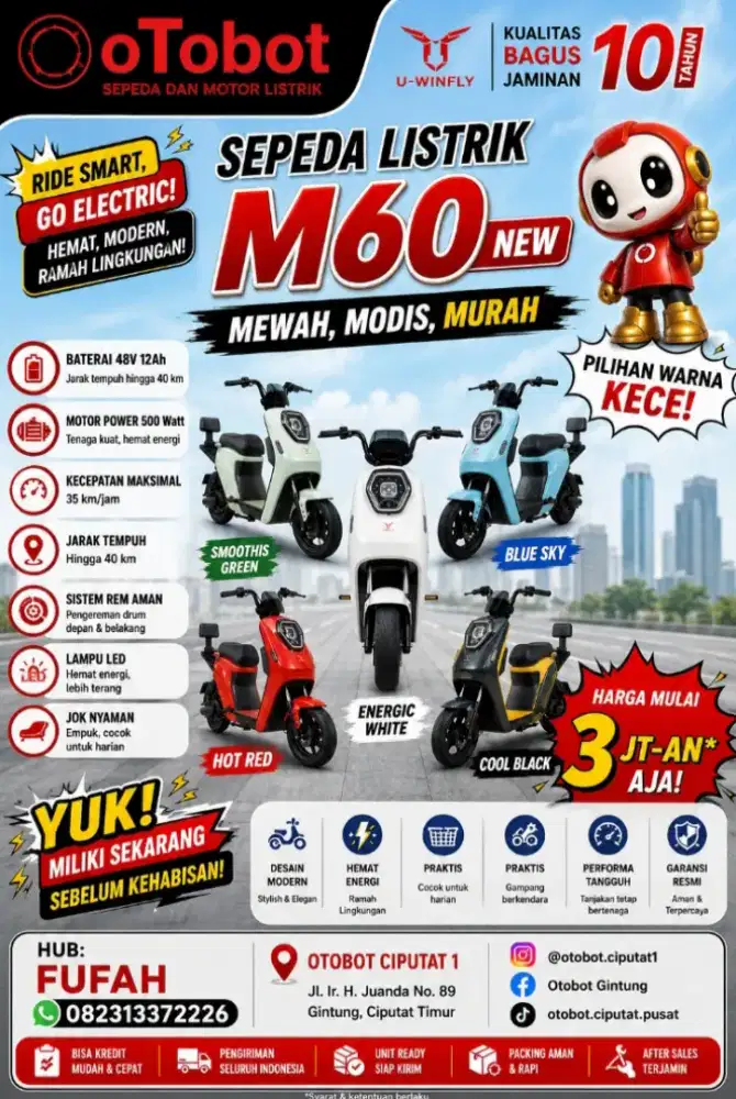 Sepeda Listrik Uwinfly M60