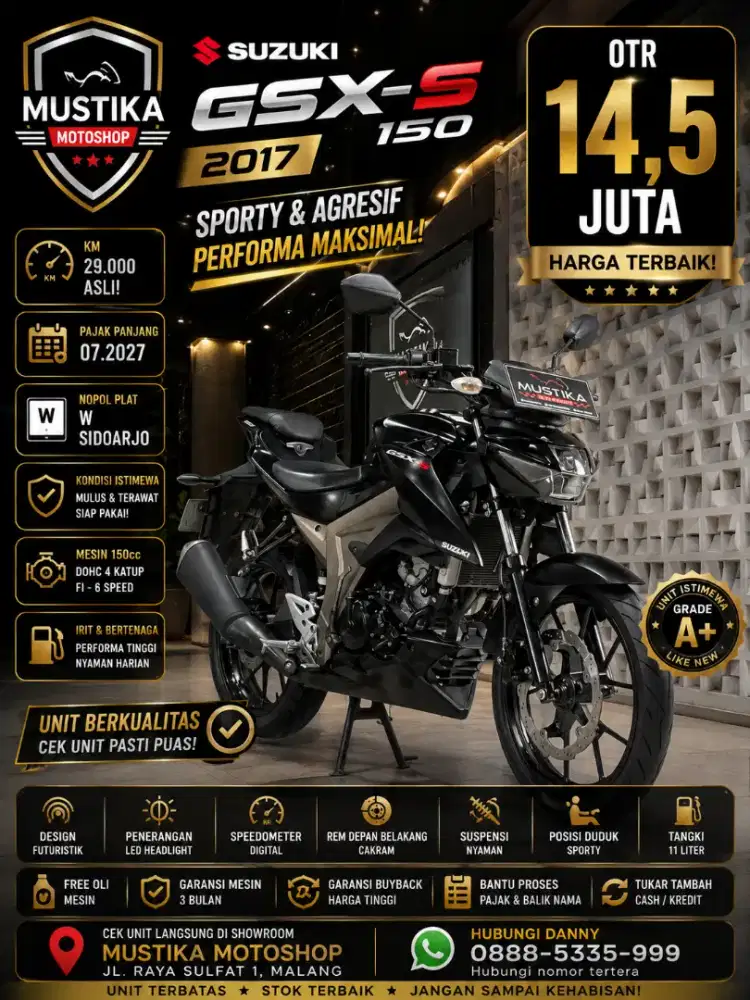 Km 29rb. Suzuki GSX S 150 2017. DANNY Mustika Motor Sulfat