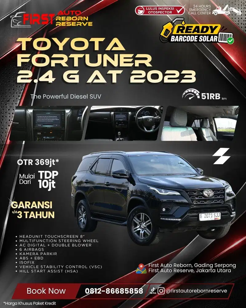 (TDP10jtan) Toyota Fortuner 2.4 G AT 2023 Black