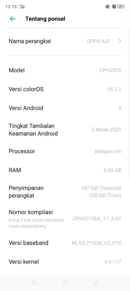 Oppo A31 Ram 6/128